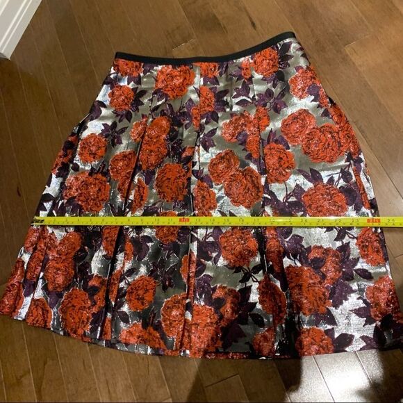J.crew collection Metallic Floral Jacquard Pleated Sz6 Skirt - Picture 9 of 10